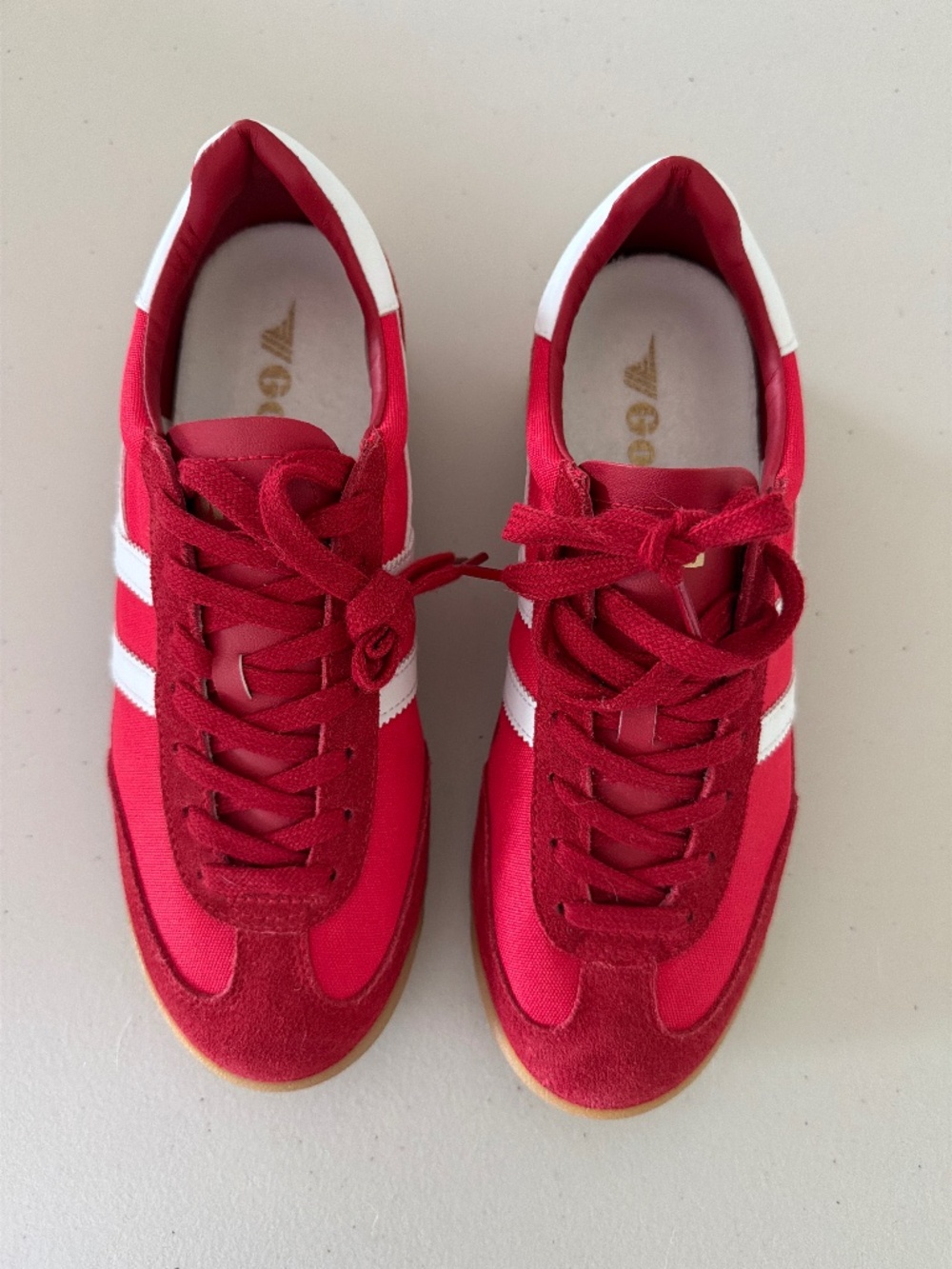 NEW Gola Classics Tornado Red White Suede Retro Sneakers